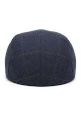 Cavani Kempson Flat Cap - Pánský tvídový vlněný kostkovaný klobouk Grandad Hat Vintage - Olivově zelený/Tmavě modrý
