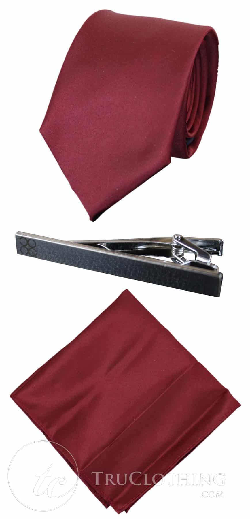 Cavani Satin Tie - Mens Matching Satin Silk Tie Hanky Hankerchief & Tie Clip Polka Dot Wedding Prom Office