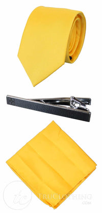 Cavani Satin Tie - Mens Matching Satin Silk Tie Hanky Hankerchief & Tie Clip Polka Dot Wedding Prom Office