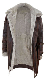 Mens 3/4 Shearling Sheepskin Long Jacket