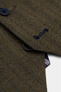 Damon - Pánská olivově zelená dvouřadá vesta