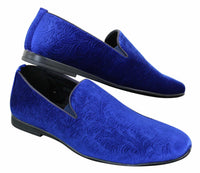 Elong DD0083 - Mens Velvet Slip On Paisley Driving Shoes Loafers Smart Casual Wine Navy Black
