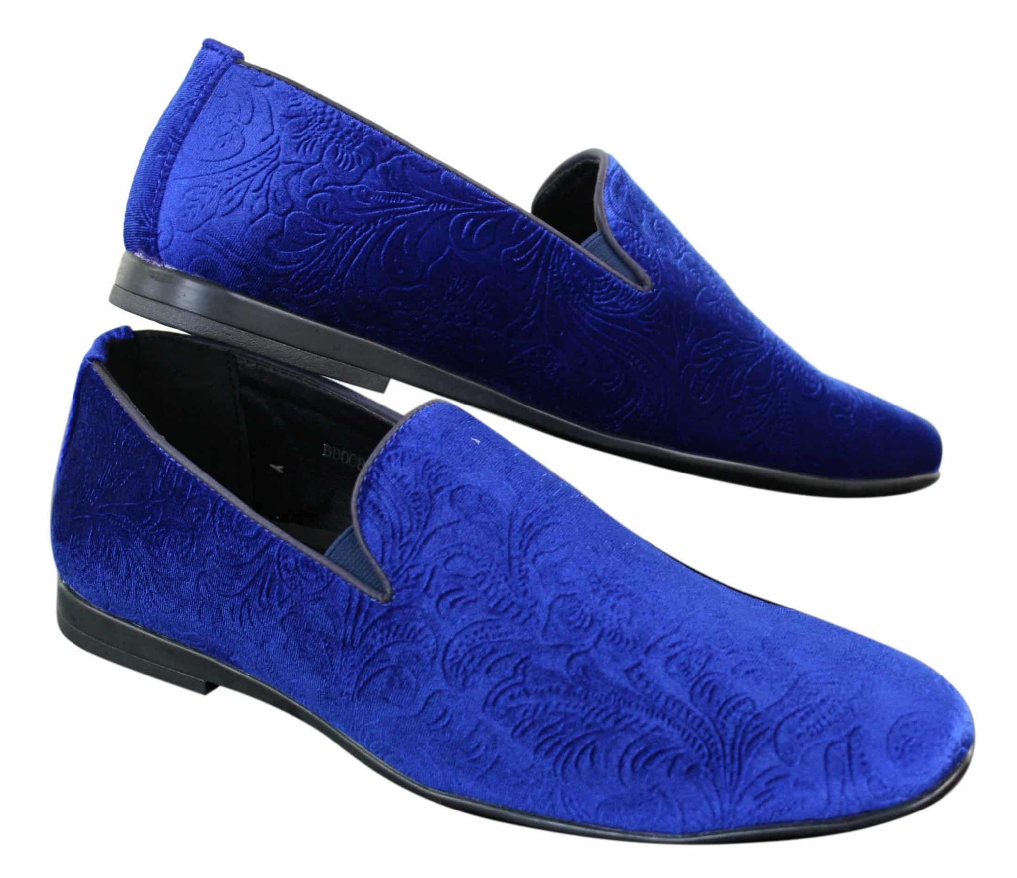 Elong DD0083 - Mens Velvet Slip On Paisley Driving Shoes Loafers Smart Casual Wine Navy Black