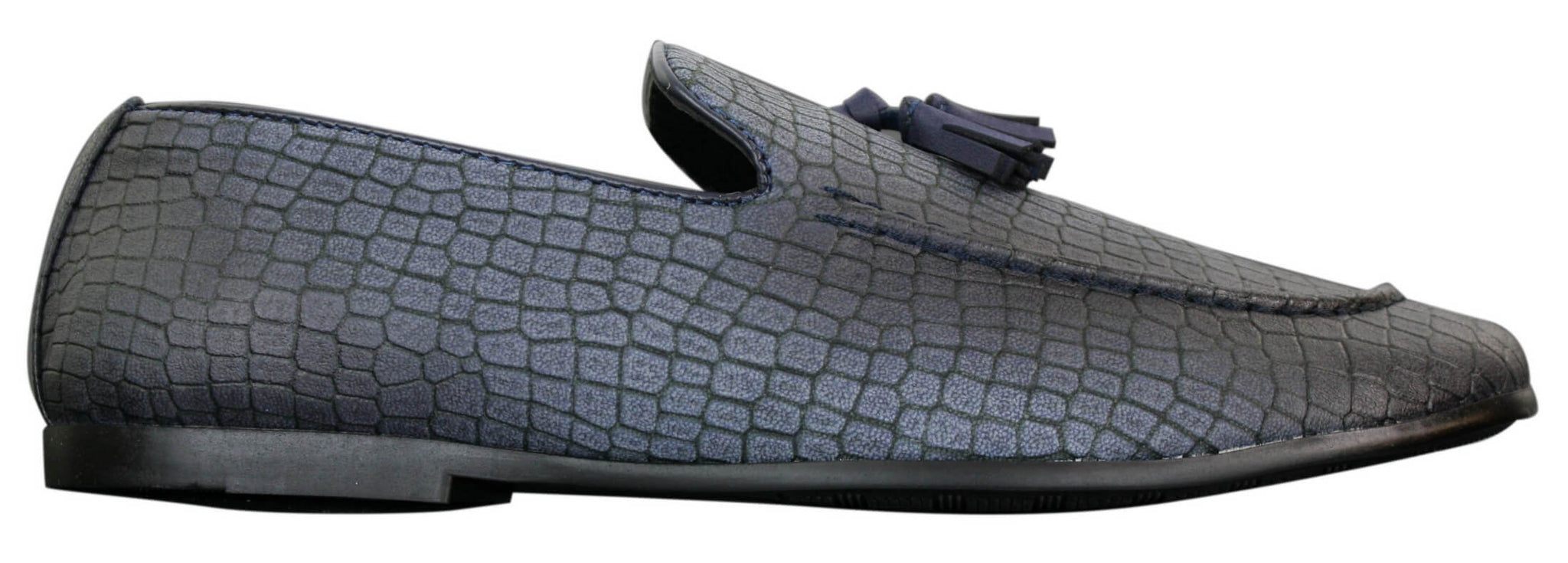 Elong DD0085 - Mens Snake Crocodile Leather PU Loafers Driving Shoes Slip On Tassel Comfort Vintage