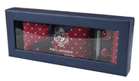 Dotted Wine Neck Tie Gift Set Pocket Square Cuff Links Tie Pin Polka Dot Satin