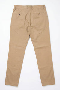 Pánské khaki chino kalhoty z letního materiálu Tencel z lněné směsi