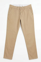 Pánské khaki chino kalhoty z letního materiálu Tencel z lněné směsi