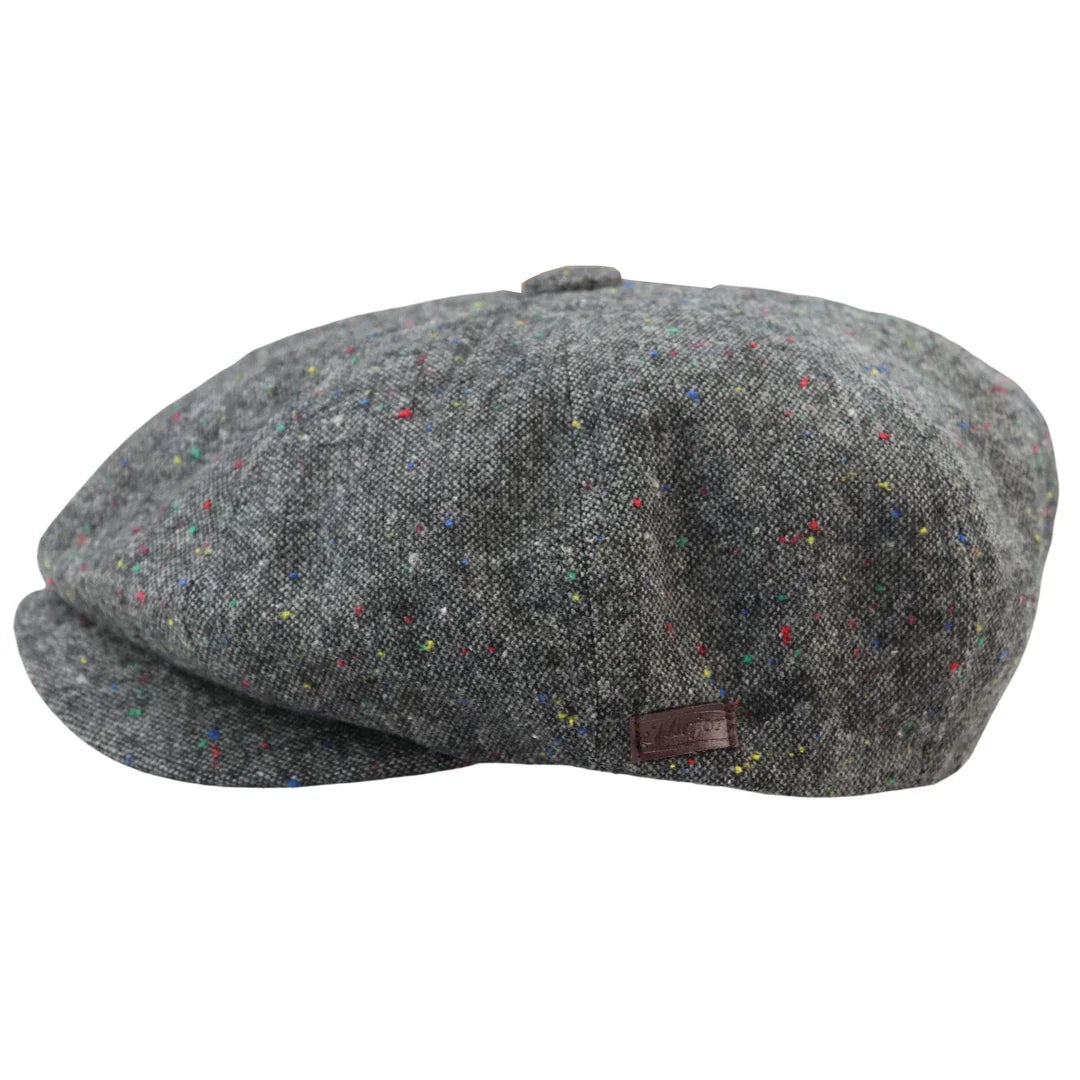 8 Panel Baker Boy Cap Shelby Hat Wool Tweed Classic Grey Razor