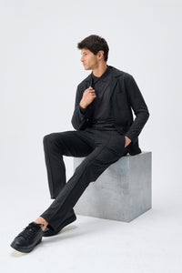 Pánské tmavě hnědé sako z měkkého žerzeje pro elegantní ležérní příležitosti