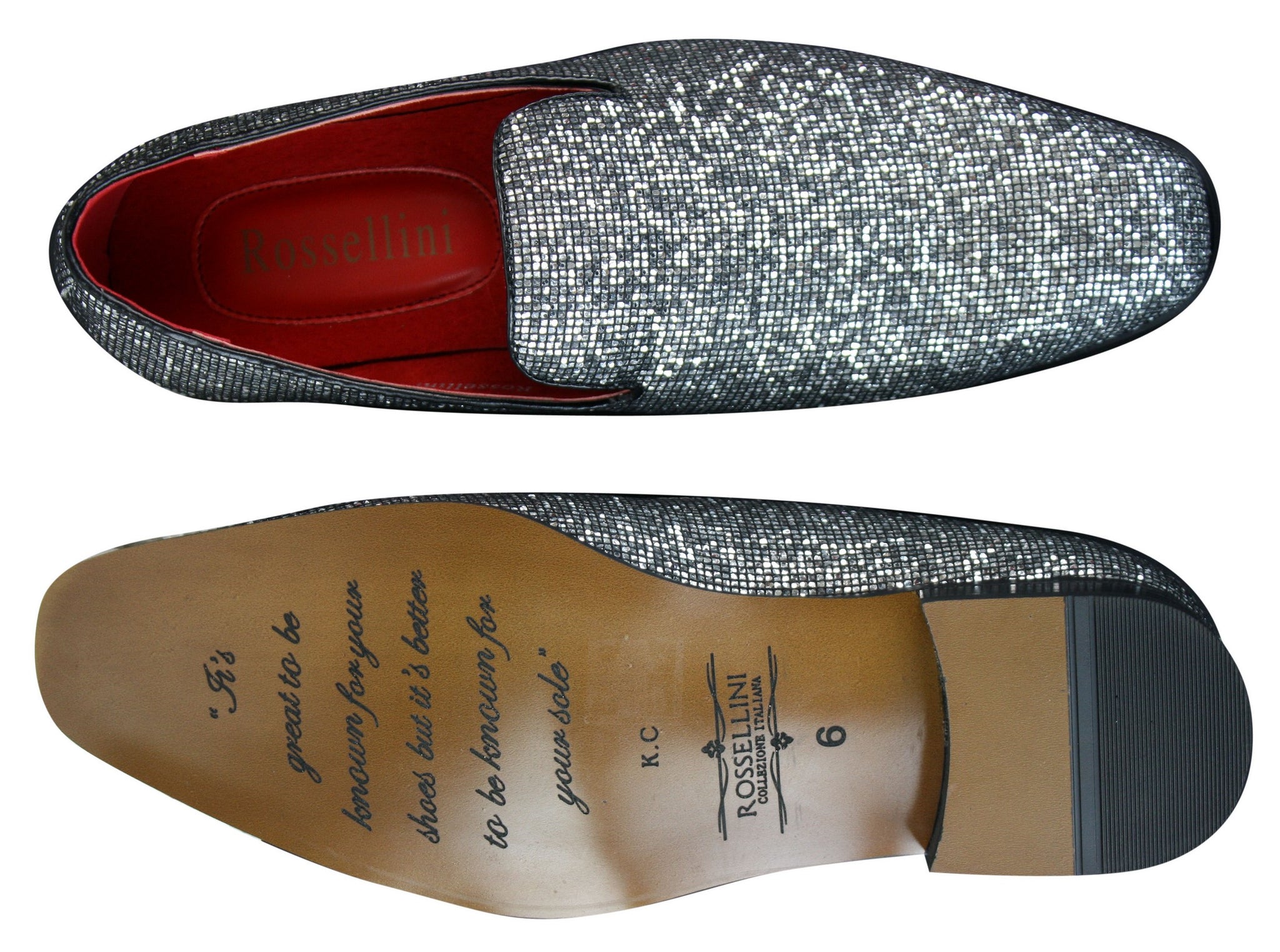 Rossellini Eastend Mens Shiny Slip On Glitter Shoes Party Smart Patent Leather