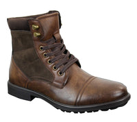 Mens Leather Suede PU Fleece Army Combat Military Ankle Boots Retro