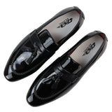 Men's Patent Tassel Slip On Black Loafers