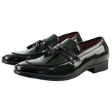 Men's Patent Tassel Slip On Green Loafers