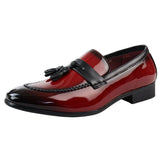 Men's Patent Tassel Slip On Red Loafers