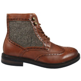 Men's Lace Up Brogue Tan Brown Ankle Boots