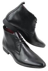 Mens Black Brown Leather Ankle Boots Italian Smart Chesea Dealer Slip On