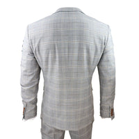 Francis Men's Grey 3-Piece Wedding Suit with Tan Brown Check and Velvet Trim