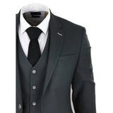 Mens Tweed Olive Green 3 Piece Suit Tailored Fir Classic Vintage 1920s Wedding