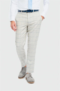 Gabriel - Men's Grey 2 Piece Linen Checked Suit