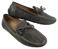 Mens Slip On Denim Leather Lace Moccasin Shoes Smart Casual Italian Tan Navy