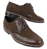 Mens Black Brown Suede & Snake Leather Brogues Shoes Gatsby Vintage