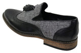 Mens Tweed & Leather Loafers Driving Shoes Slip On Tassle Design Vintage Retro