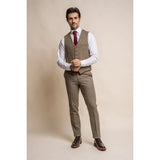 Gaston - Men's Tweed Olive Check Waistcoat