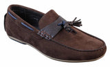 Mens Slip On Leather Inner PU Suede Driving Shoes Tassle Loafers Smart Casual