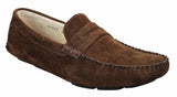 Mens Slip On Suede Leather Shoes Moccasin Loafers Smart Casual Brown Beige