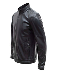 Happy Gentleman B102 - Real Leather Tailored Fit Mens Black Biker Jacket