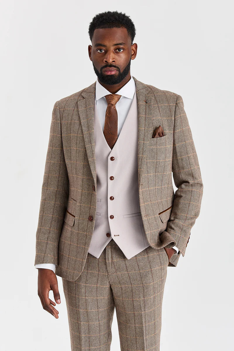 Harris Brown tvídový oblek s vestou Mayfair Stone