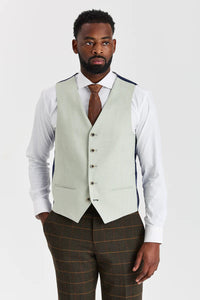 Harris Green Check Tweed oblek s kontrastní vestou Belmont Sage
