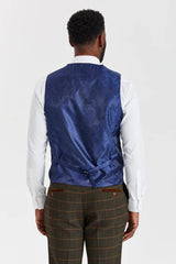 Harris Green Check Tweed oblek s kontrastní vestou Belmont Sage