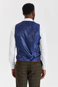 Harris Green Check Tweed oblek s kontrastní vestou Belmont Sage