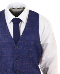 Blue 3 Piece Tweed Suit - Marc Darcy Harry