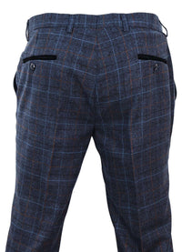 Harvey - Men's Navy Check Trouser