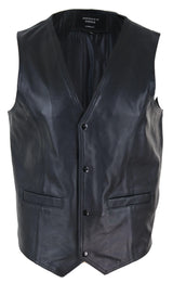 Mens Black Hide Leather Waistcoat