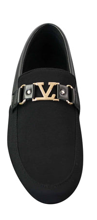 Fiorello HD0112-03 - Mens Iconic Black Navy Italian Design Slip On Smart Casual Loafers Mocassins Driving Shoes