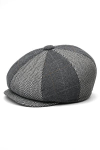 HT6325 - Pánský 8panelová čepice Newsboy s kostkovaným vzorem a tvídovým vzorem