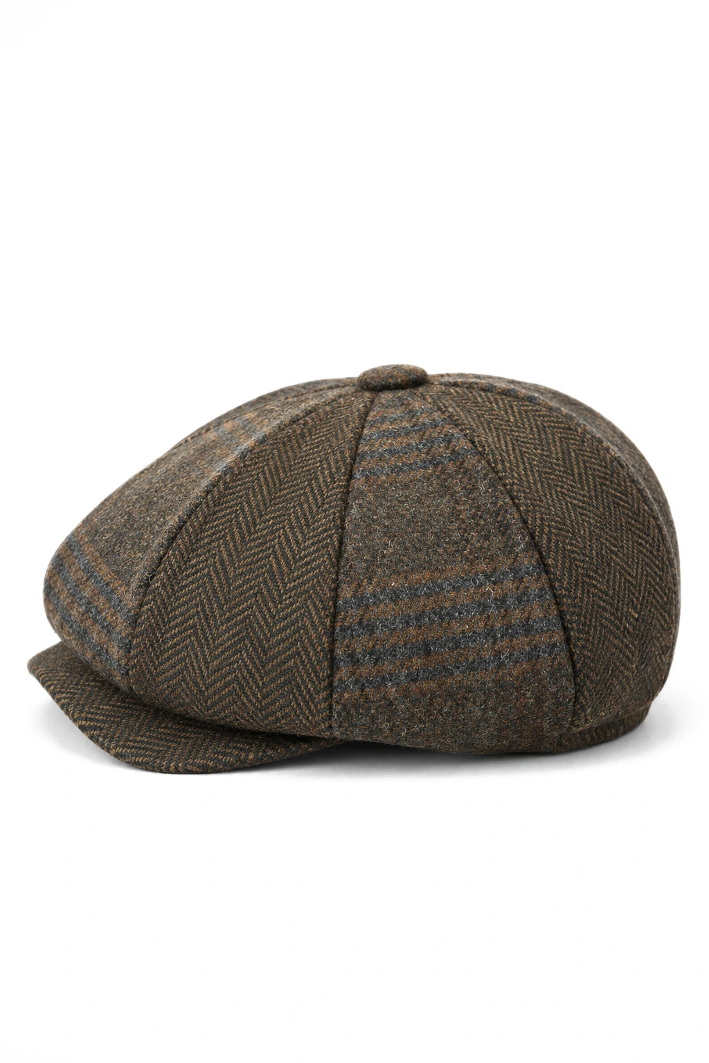 HT6325 - Pánský 8panelová čepice Newsboy s kostkovaným vzorem a tvídovým vzorem