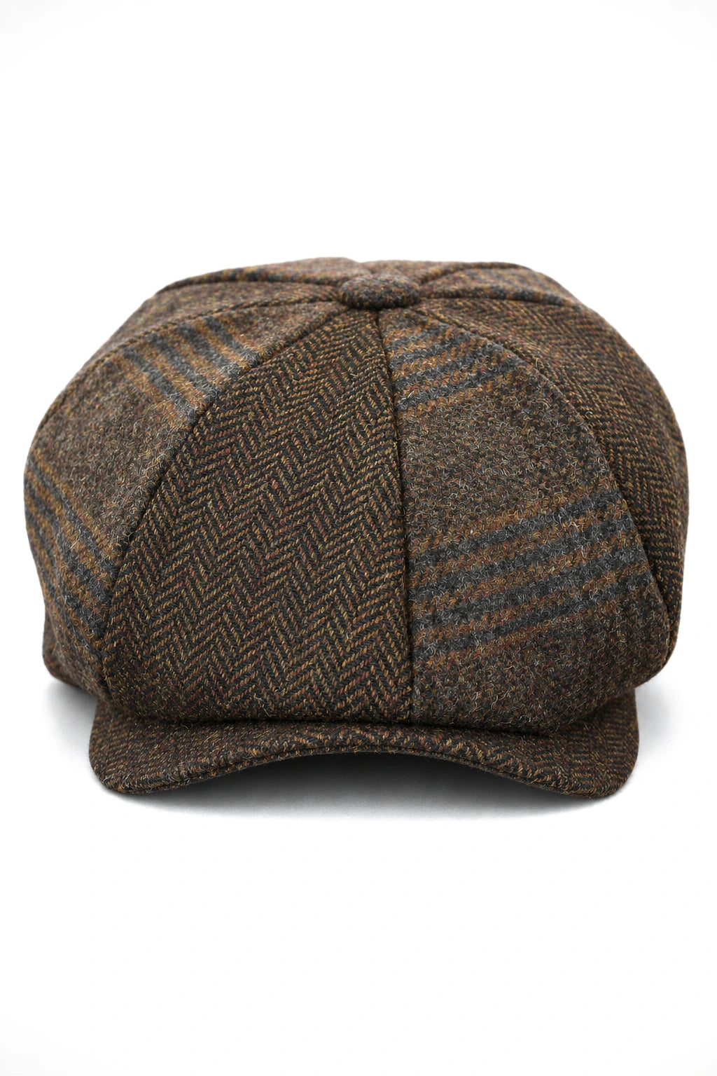 HT6325 - Pánský 8panelová čepice Newsboy s kostkovaným vzorem a tvídovým vzorem
