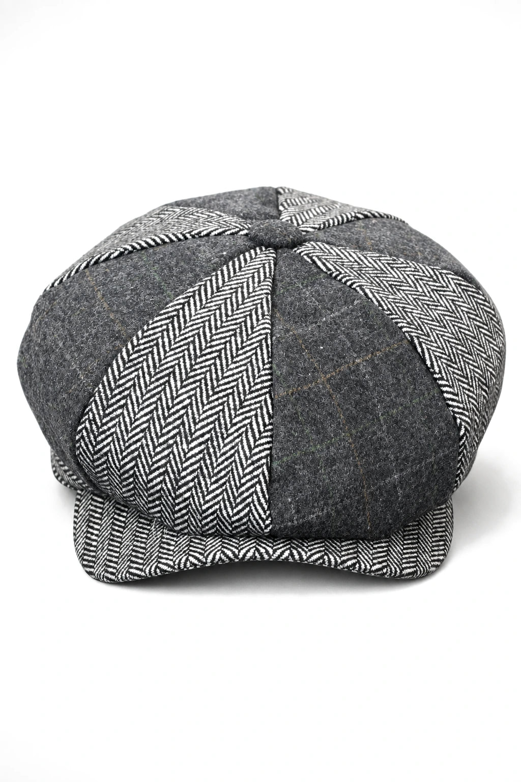HT6325 - Pánský 8panelová čepice Newsboy s kostkovaným vzorem a tvídovým vzorem