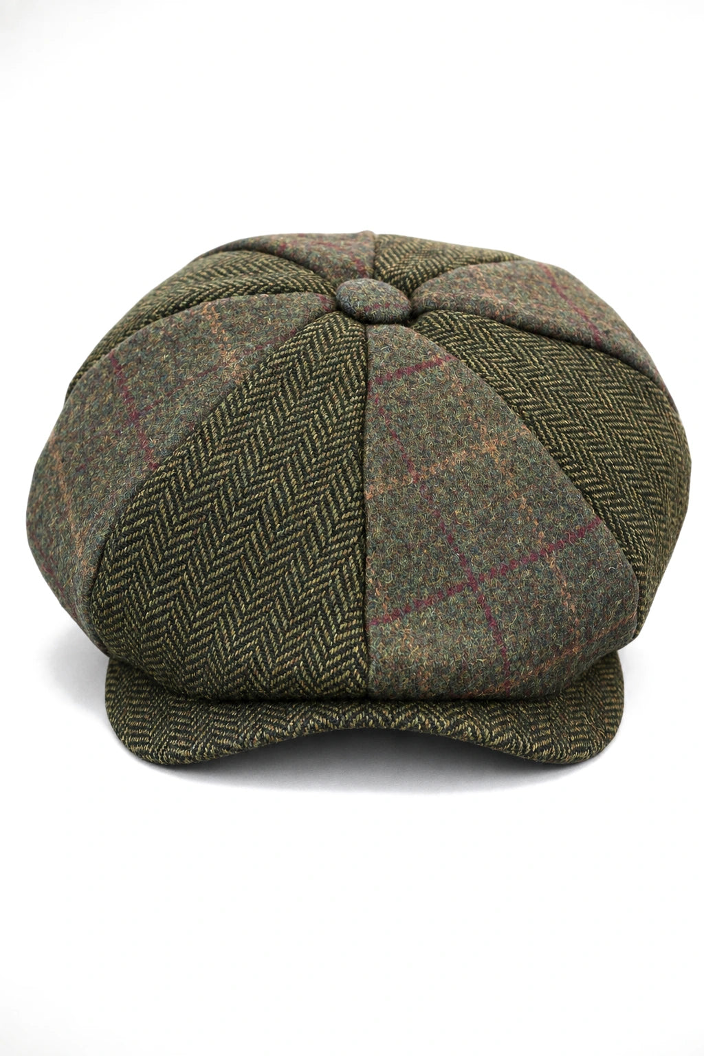HT6325 - Pánský 8panelová čepice Newsboy s kostkovaným vzorem a tvídovým vzorem