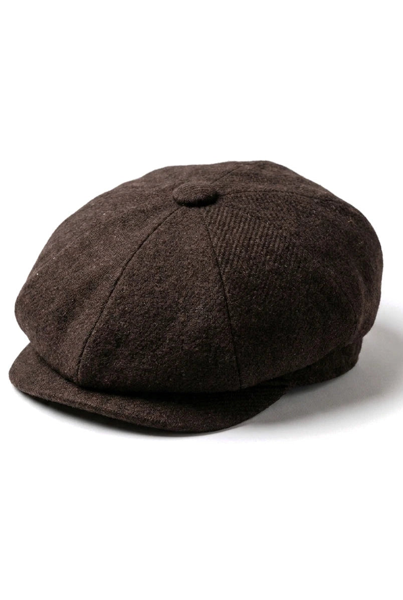 HT6363 - Pánská vintage tvídová čepice Newsboy Peaky Blinders - hnědá/vínová