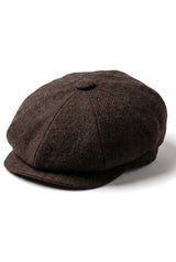 HT6363 - Pánská vintage tvídová čepice Newsboy Peaky Blinders - hnědá/vínová