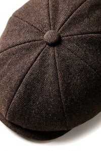 HT6363 - Pánská vintage tvídová čepice Newsboy Peaky Blinders - hnědá/vínová