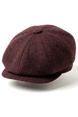 HT6363 - Pánská vintage tvídová čepice Newsboy Peaky Blinders - hnědá/vínová
