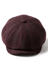 HT6363 - Pánská vintage tvídová čepice Newsboy Peaky Blinders - hnědá/vínová