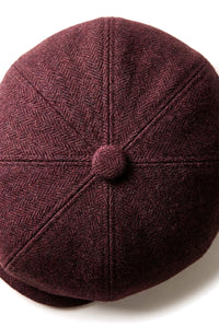 HT6363 - Pánská vintage tvídová čepice Newsboy Peaky Blinders - hnědá/vínová