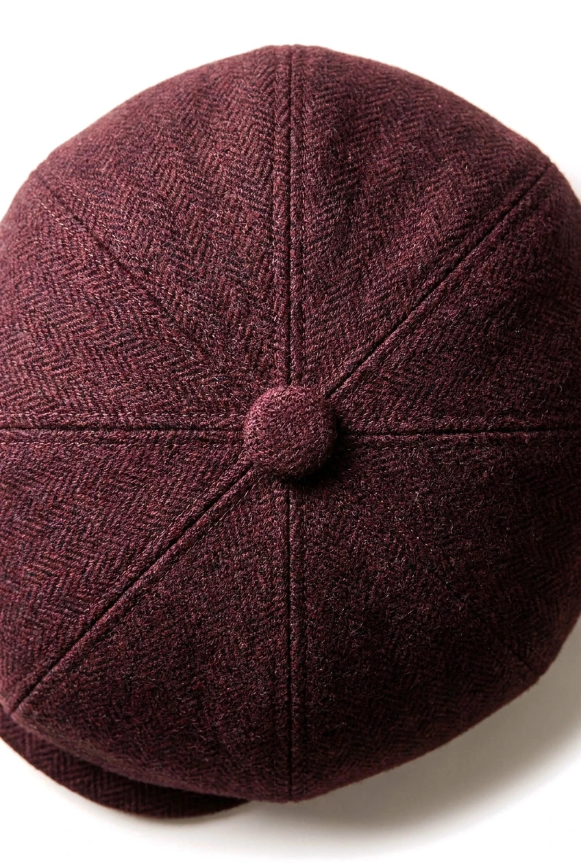 HT6363 - Pánská vintage tvídová čepice Newsboy Peaky Blinders - hnědá/vínová